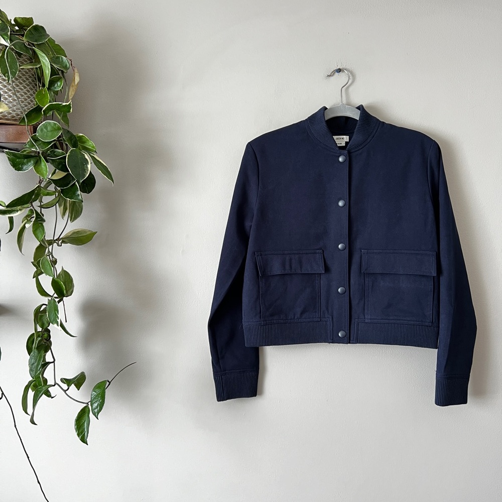 Jason Wu navy blue bomber jacket with pockets line new  S - Picture 3 of 14